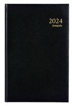 Brepols Agenda 2024 - Minister - A5 - Uitgestanste maandtabs - Kunstleder - 14.8 cm x 21 cm -Zwart