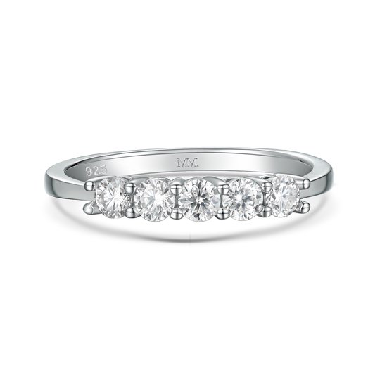 Quintella - Bague anniversaire moissanite 5 pierres en argent