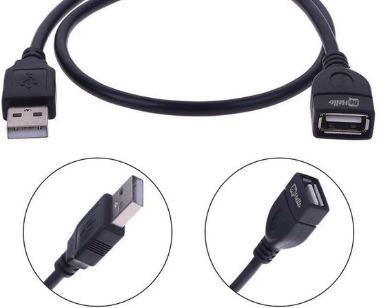 BeHello USB-A (female) to USB-A (male) Cable (2m) Black