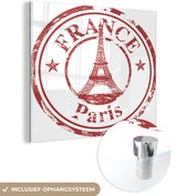 MuchoWow® Peinture sur Verre - Paris - Timbre - Tour Eiffel - 20x20 cm - Peintures sur Verre Acrylique - Photo sur Glas
