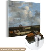 MuchoWow® Glasschilderij 90x90 cm - Schilderij acrylglas - Gezicht op Haarlem met bleekvelden - Schilderij van Jacob van Ruisdael - Foto op glas - Schilderijen