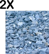 BWK Textiele Placemat - Grijze Stenen Achtergrond - Set van 2 Placemats - 50x50 cm - Polyester Stof - Afneembaar