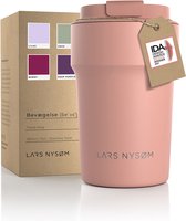 LARS NYSØM - 'Bevægelse' Thermos Coffee Mug-to-go 380ml - BPA-vrij met Isolatie - Lekvrije Roestvrijstalen Thermosbeker - Nude