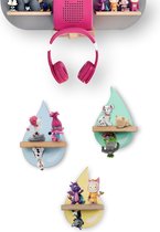 Regendruppel Set Kinderplank - Wandplank voor luisterfiguren zoals Tonie - Veilig en stabiel - Kinderkamerdecoratie in pastelkleuren - Set van 3 (Blauw/Geel/Groen)