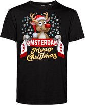 T-shirt Amsterdam | Foute Kersttrui Dames Heren | Kerstcadeau | Ajax supporter | Zwart | maat L