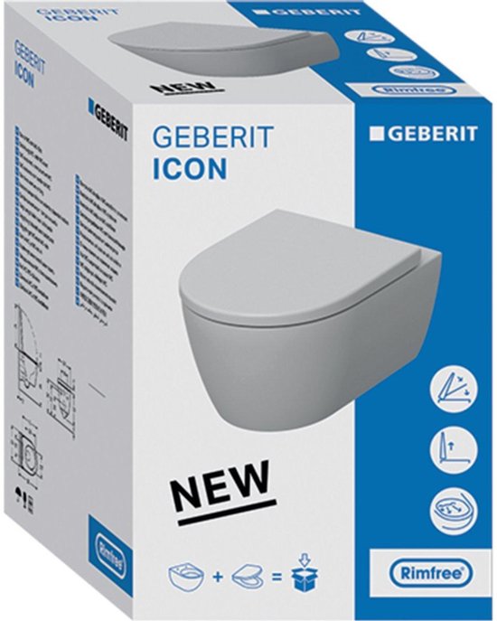 Geberit iCon Wandclosetpack WC - toiletset - 36x53x37.5cm - diepspoel - spoelrandloos - keramiek - glans wit