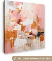 Peinture sur toile - Rose - Oranje - Abstrait - Art - 20x20 cm - Décoration murale