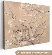 Canvas Schilderij Amandelbloesem - Kunst - Van Gogh - Beige - 80x60 cm - Wanddecoratie