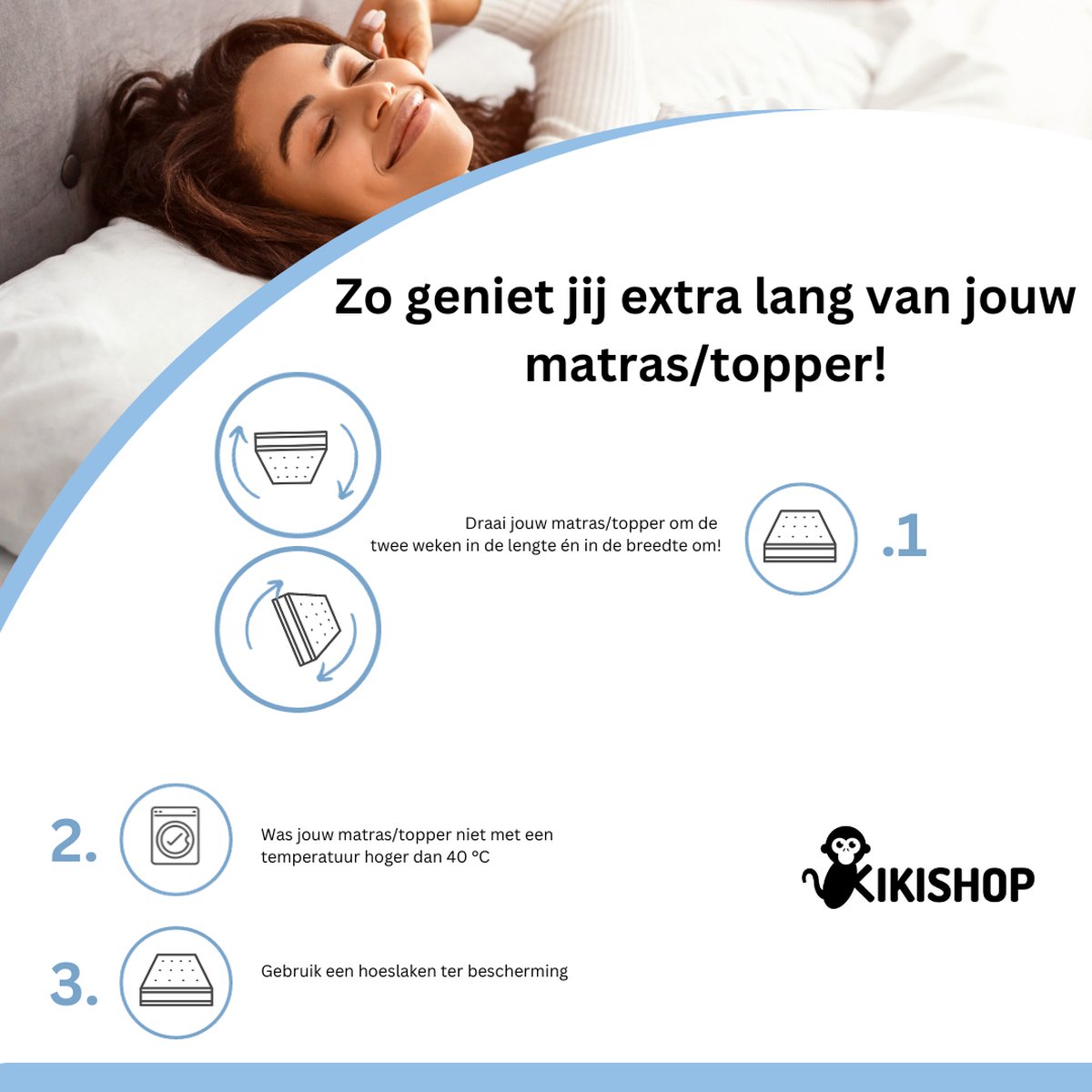 Kikishop Luxe Topper-Topdek-Matras 90x200 Original Hybrid- 9 CM Dik-Orthopedisch -Anti Bacterieel-5 jaar garantie