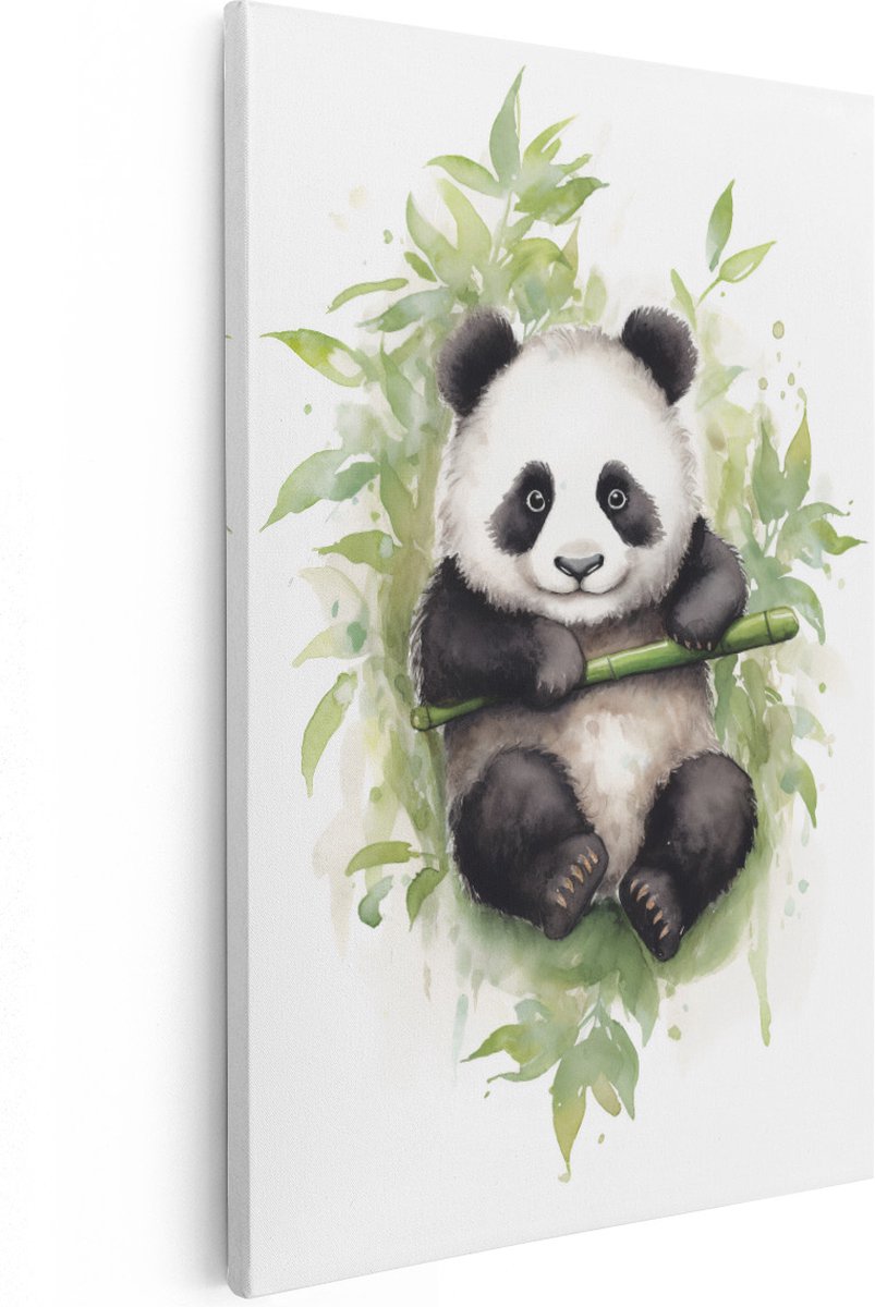 Artaza Canvas Schilderij Baby Panda op Olieverf - 40x60 - Foto Op Canvas - Canvas Print