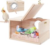 Nichoir à perruches, nid d'oiseau au design transparent, avec perchoir, cage à oiseaux en bois, maison pour calopsittes, perruches et pinsons