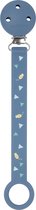 Nattou Silicone - Fopspeenketting met Universele Bevestiging - 21 cm - Donker Blauw Patroon