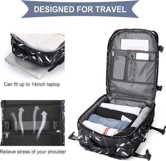 Omnpak Easyjet rugzak 45 x 36 x 20 cm, handbagage 45 x 36 x 20 cm, cabinetas met schoenenhouder, reistas voor 15,6 inch laptop, 30 l, Grijs, modern