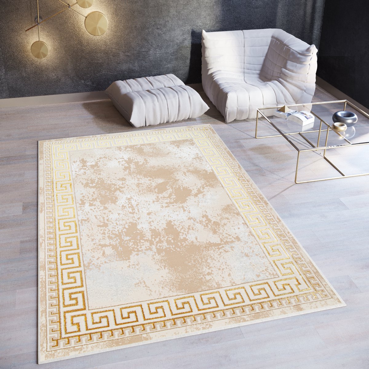 Tapiso Ares Vloerkleed Beige Frame Laagpolig Oriental Woonkamer Tapijt, foto 4