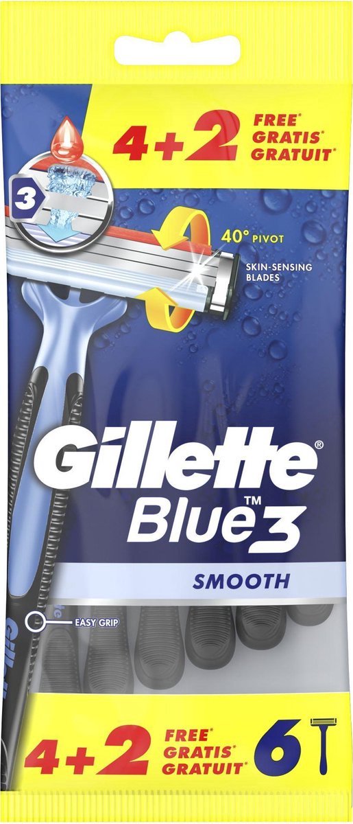 Gillette Blue3 Smooth 4+2 stuks - Voordeelverpakking 12 stuks