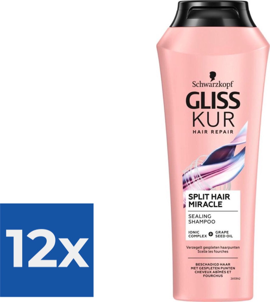 Gliss Kur Split End Shampoo 250 ml - Voordeelverpakking 12 stuks