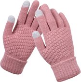 Warme Handschoenen | Luxe Gebreide Winter Handschoenen | Touch Tip Gloves | Touchscreen | Voor fiets, motor, scooter, sporten en wandelen | One-size | Winterhandschoenen | Unisex | Dames en Heren | Roze