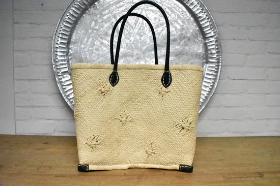Gone arty - Fairtrade shopper van gevlochten riet - Tas - Mandtas - Strandtas - Boodschappentas.