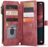 CaseMe C30 Hoesje Geschikt voor Samsung Galaxy A54 | Wallet Zipper Book Case met Pasjeshouder | Beschermhoes met Portemonnee | Rood