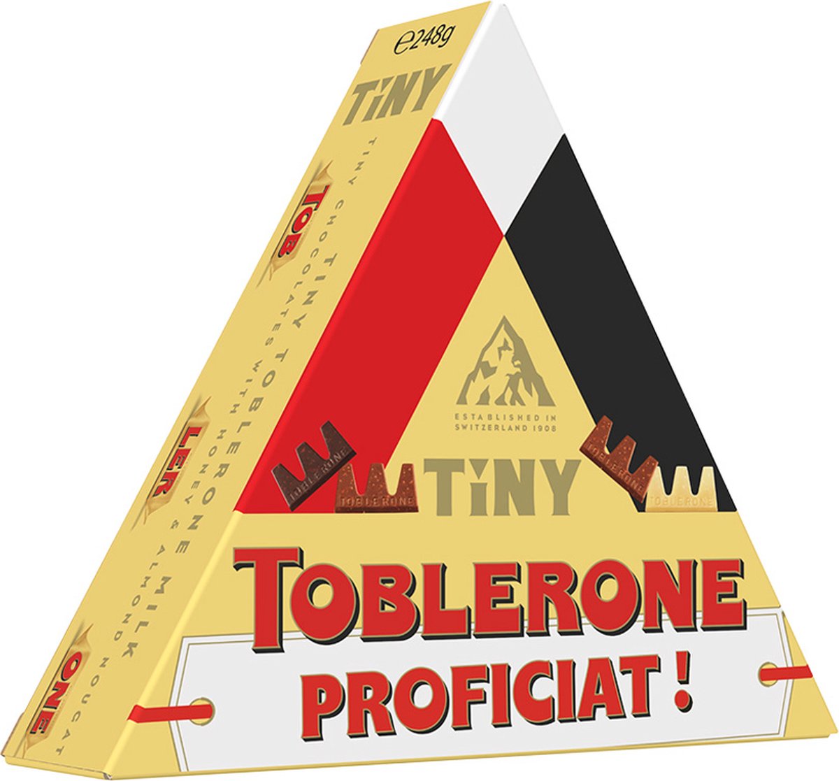 Toblerone chocolade geschenkdoos met opschrift "Proficiat!" - Toblerone Tiny chocolademix - 248g