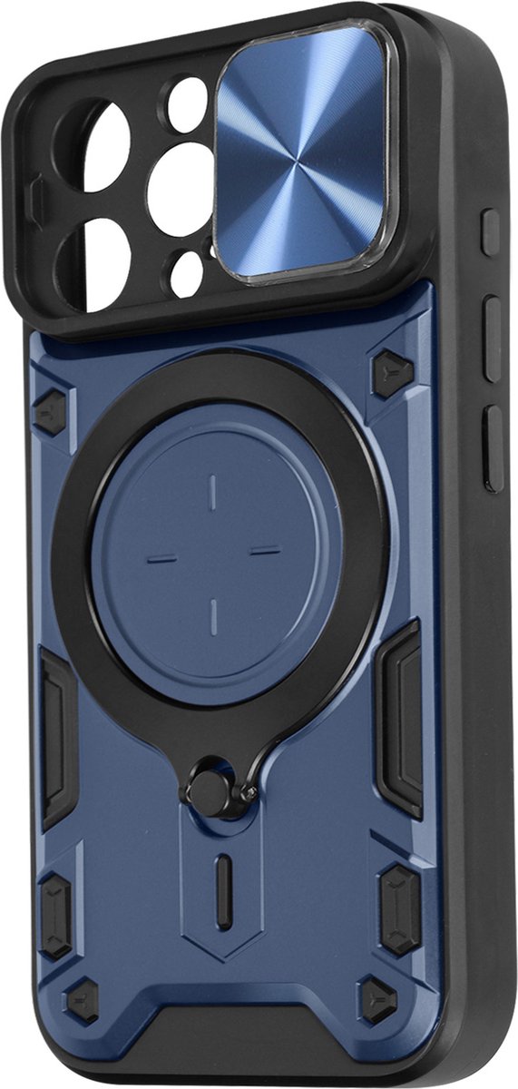 Avizar Ringhoes Geschikt voor iPhone 15 Pro Max Schuifbare cameraklep, Blauw