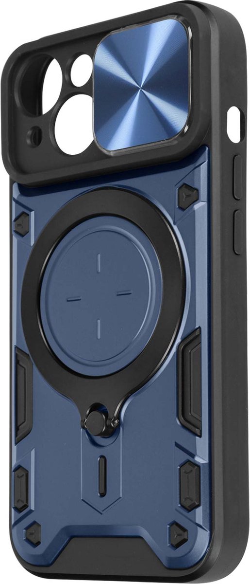 Avizar Ringhoes Geschikt voor iPhone 15 Schuifbare cameraklep, Blauw