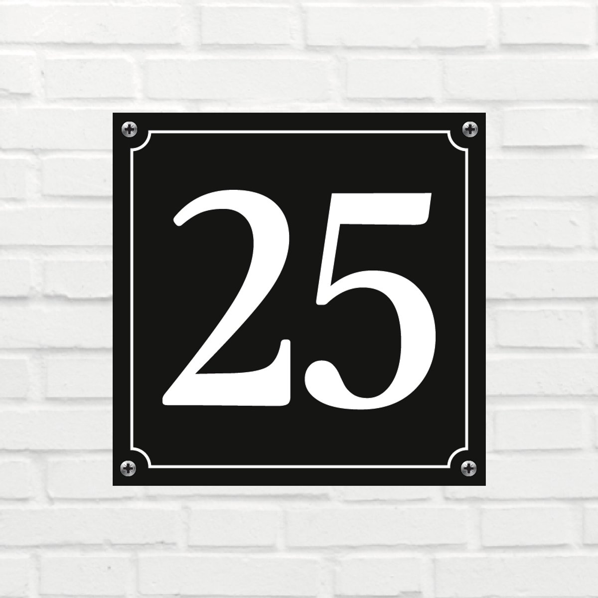 Huisnummerbord Mat zwart Deluxe - Nummer 25 - incl. bevestiging