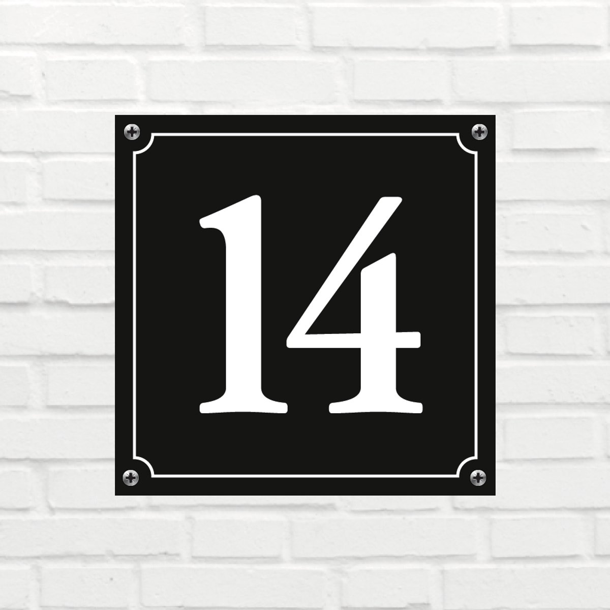 Huisnummerbord Mat zwart Deluxe - Nummer 14 - incl. bevestiging