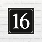 Huisnummerbord Mat zwart Deluxe - Nummer 16 - incl. bevestiging