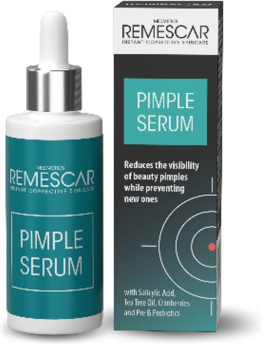 Remescar Pimple Serum - Acne en Puisten verwijderaar, Puisten Serum met Tea Tree Olie en Salicylzuur, Vermindert roodheid en grootte van puistjes, Verminder en Voorkom Puistjes, resultaat in slechts 7 dagen, 30 ml voor dagelijks gebruik