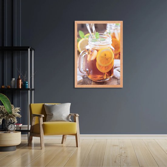 Poster Home Made Lemonade Rechthoek Verticaal Met Lijst M (30 X 40 CM) - Hout - Houten Lijst - Bruine Lijst - Wanddecoratie - Posters