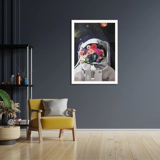 Affiche L'astronaute de l'amour Rectangle Vertical Avec Cadre XL (50 X 70 CM) - Cadre Witte - Décoration murale - Posters