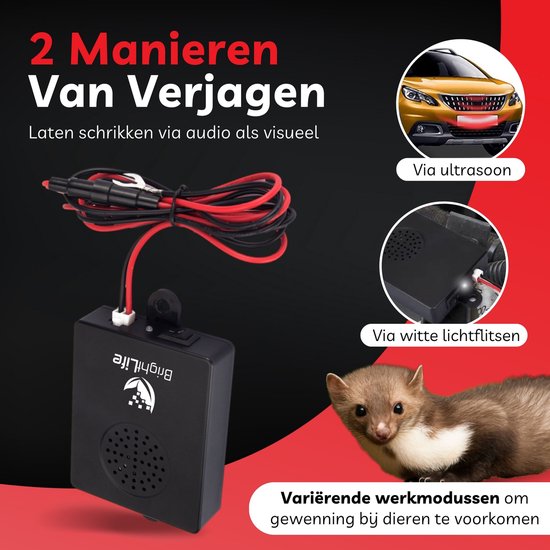 BrightLife Marterverjager - Steenmarter Verjager - Marterverjager Auto 12V - Ongedierte Verjager - Marterverjagers - Diervriendelijk