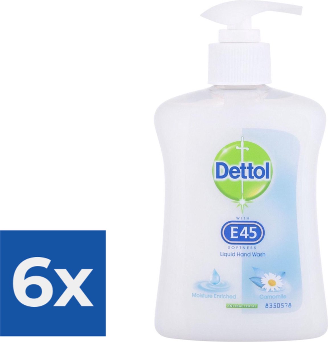 Goedkoopste Dettol Handwas Met E45 Zachtheid - Kamille 5 x 250ml - Voordeelverpakking 6 stuks
