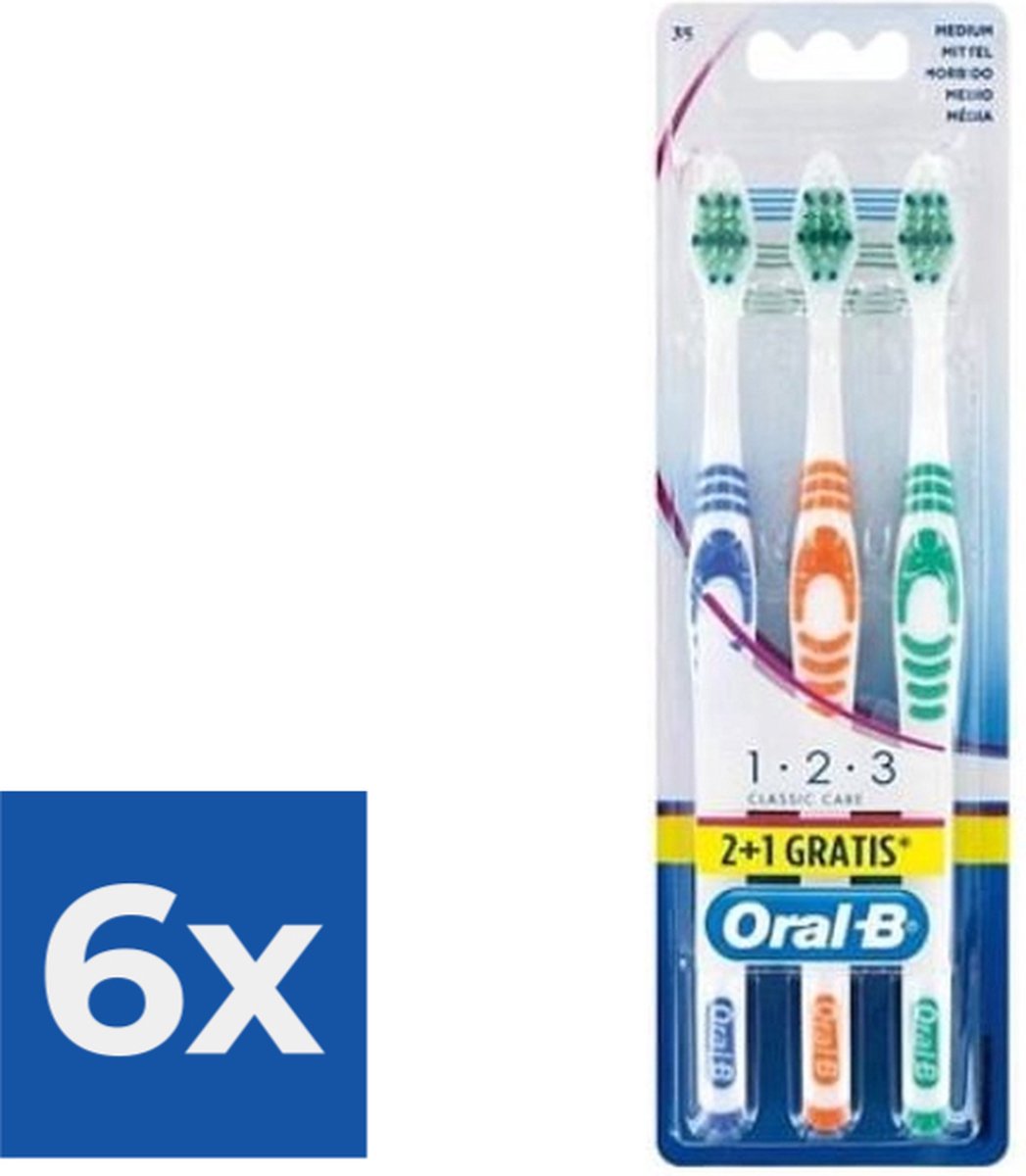 Goedkoopste Oral-B Tandenborstel  Classic 123 Medium 3 Stuks - Voordeelverpakking 6 stuks