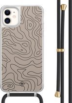 Casimoda® - Coque iPhone 11 avec cordon noir - Lignes abstraites - Cordon détachable - TPU/acrylique