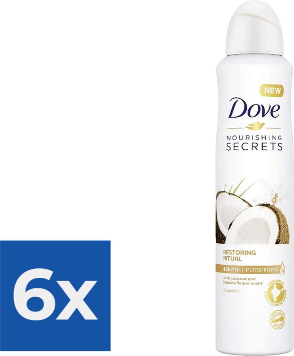 Goedkoopste Dove Deo Spray XL - Coconut & Jasmine Flower - Voordeelverpakking 6 x 250 ml