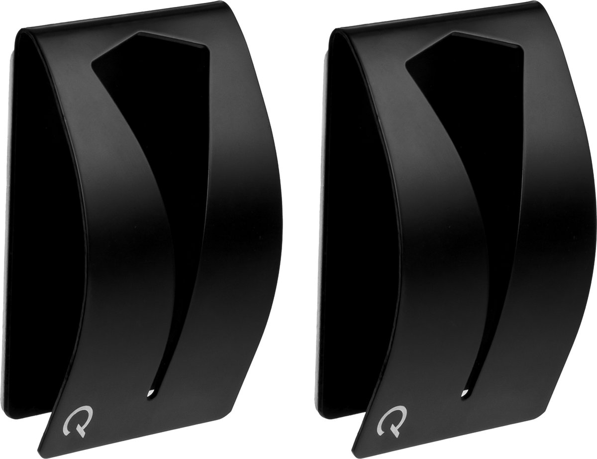 QUVIO Handdoekhouder - RVS - Set van 2 - Met plakstrip - Handdoekenrek - Badkamer - Handdoekhaakjes - Wandhaak - Handdoekhanger - Zwart - 2,5 x 5 x 8 cm