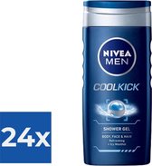 NIVEA Men Douchegel Cool Kick - 250 ml - Voordeelverpakking 24 stuks