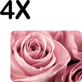 BWK Flexibele Placemat - Close Up Roze Roos - Set van 4 Placemats - 40x30 cm - PVC Doek - Afneembaar