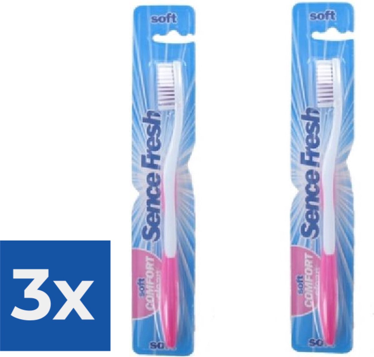 Sencefresh Tandenborstel - Soft Comfort Clean 1 st. In 2 kleuren beschikbaar - Voordeelverpakking 3 stuks