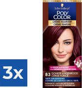 Poly Color Creme Haarverf 83 - Donker Kersenrood - 1 stuk - Voordeelverpakking 3 stuks