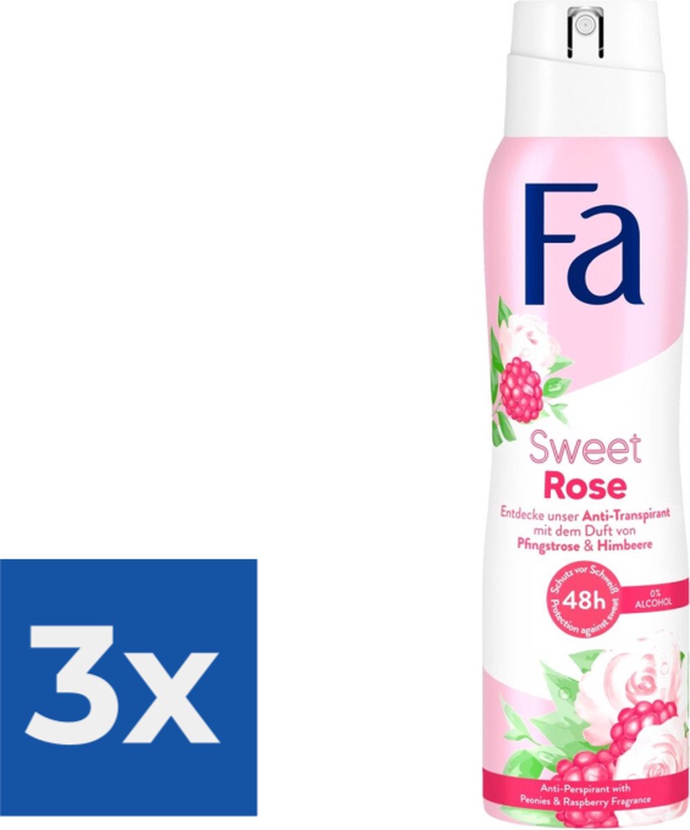Goedkoopste Fa Deospray Sweet Rose 150 ml - Voordeelverpakking 3 stuks