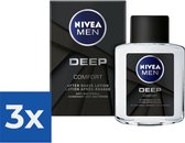 NIVEA MEN Deep Aftershave Lotion - 100 ml - Voordeelverpakking 3 stuks