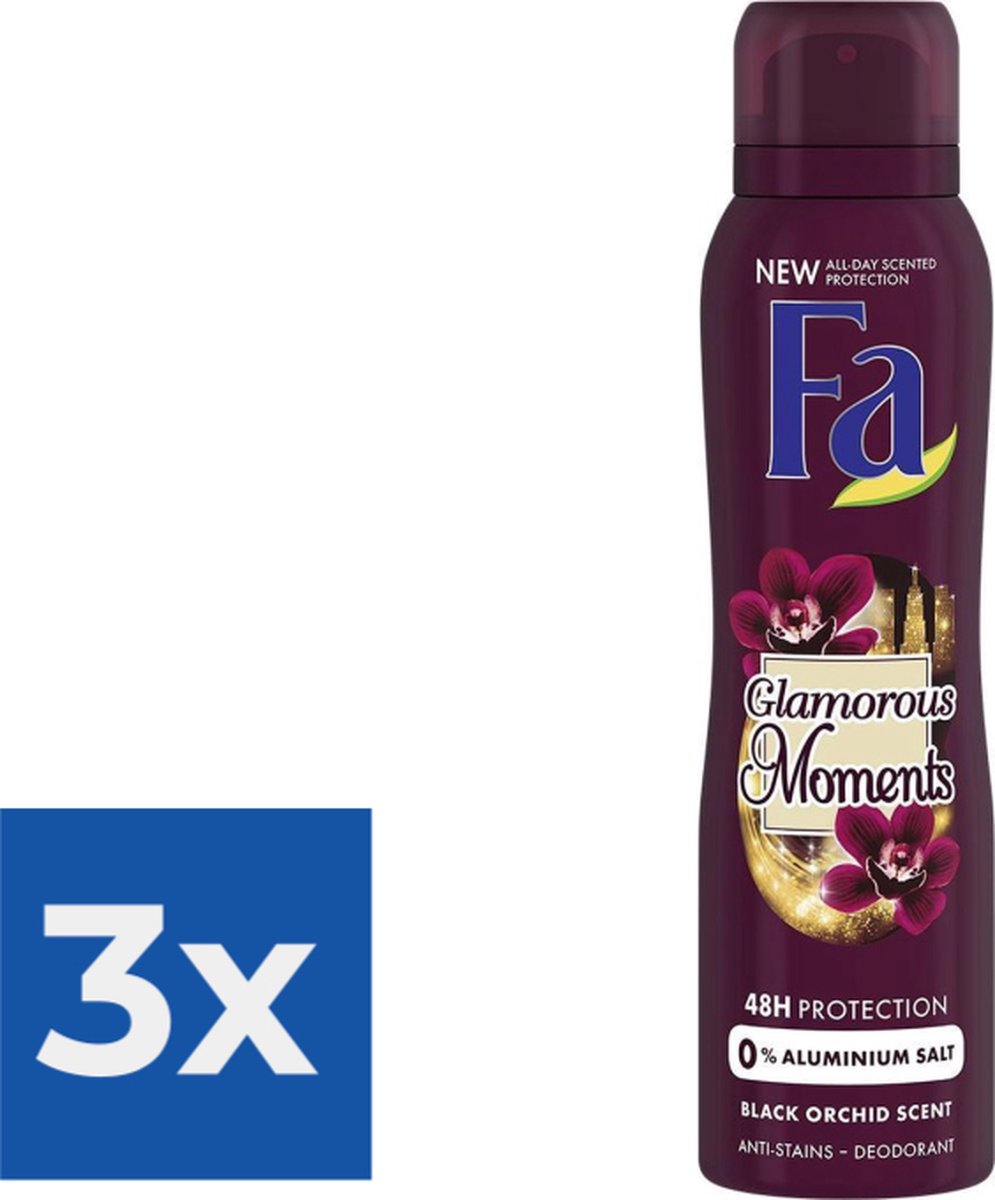 Goedkoopste Fa - Deodorant Spray - Glamorous Moments - 150 ml - Voordeelverpakking 3 stuks