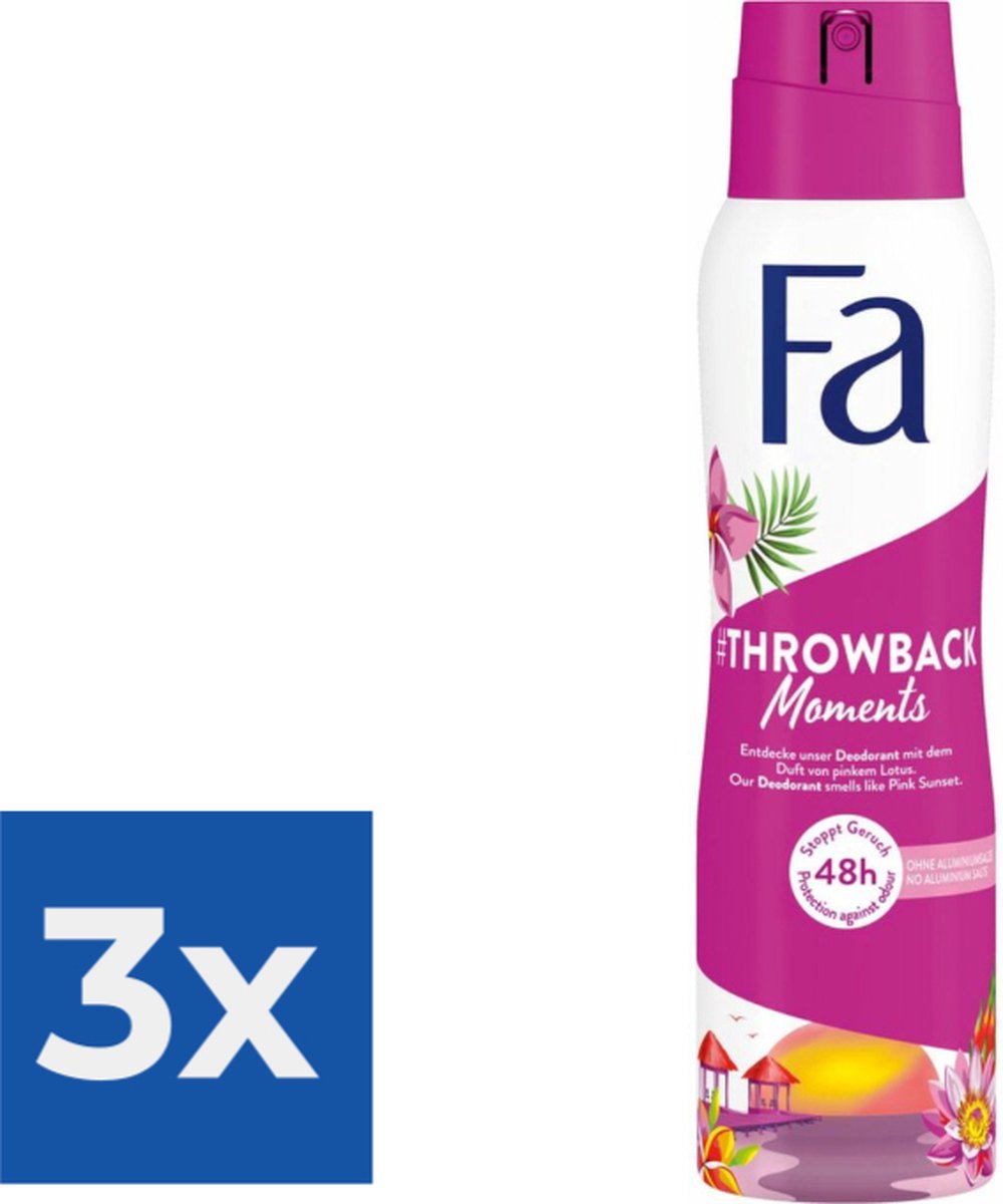 Goedkoopste Fa Deo spray 150 ml Throwback Moments - Voordeelverpakking 3 stuks