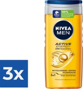 Nivea Douchegel Men - Active Energy 250 ml - Voordeelverpakking 3 stuks