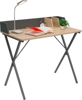 BukkitBow - Bureau / Werkplek met Achterschot en Kabelgoot Inkeeping (90C50X73CM) - Licht Hout