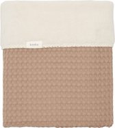 Couverture bébé Koeka pour berceau Oslo - tissu gaufré avec peluche - caffe - 100x150 cm