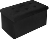 BukkitBow - Pouf de rangement pliable en velours - Boîte de rangement cube (76X37,5CM) - Zwart